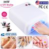 36W UV Nail Gel Lamp Fingernail Toenail Gel Dryer Curing Machine 120S Timer 4 UV Light Bulbs Detachable Base Home Nail Salon