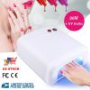 36W UV Nail Gel Lamp Fingernail Toenail Gel Dryer Curing Machine 120S Timer 4 UV Light Bulbs Detachable Base Home Nail Salon