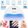 80W UV LED Nail Lamp Gel Polish Nail Dryer 36LEDs Fingernail Toenail Gel Curing Machine PIR Sensor Timer Display for Home Nail Salon