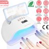 220W UV LED Nail Lamp Gel Polish Nail Dryer 45LEDs Fingernail Toenail Gel Curing Machine PIR Sensor Timer Display for Home Nail Salon