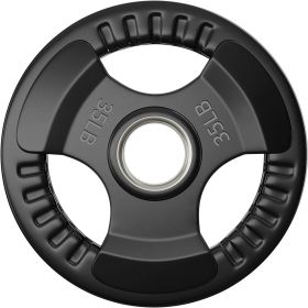 Rubber Coated Weight Plates in Pairs or Single for Strength Training Weightlifting and Bodybuilding Black 4 Size Options (weight: 35LB, Color: Black)